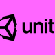 a black logo for the tech company unity against a pink background